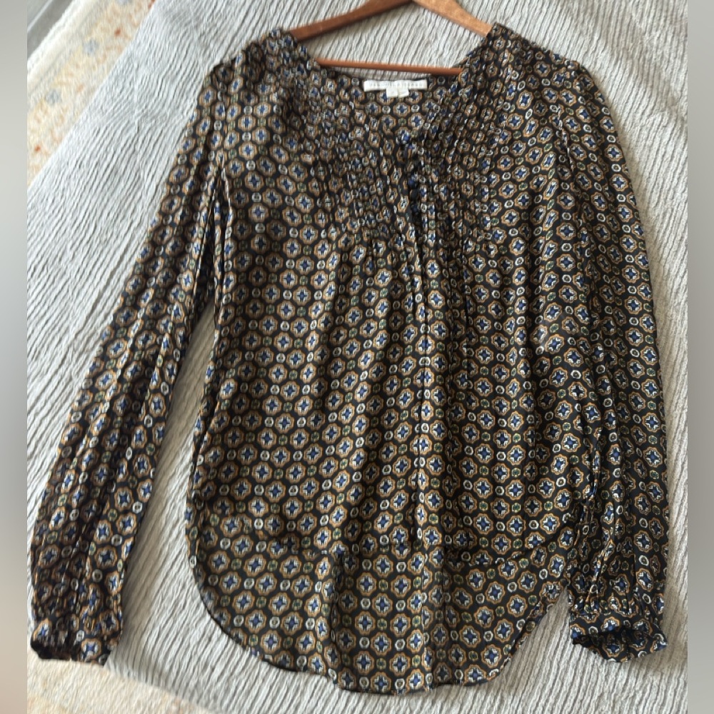 Veronica Beard Lowell Token-Print Blouse
